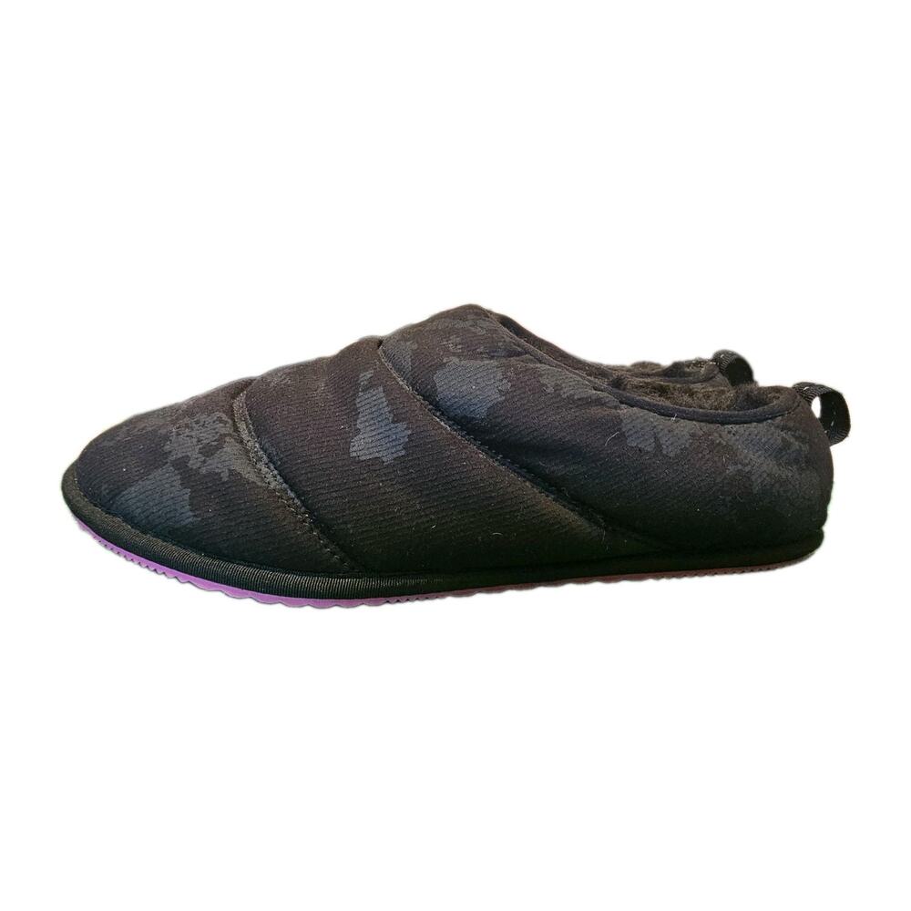 SOREL Go Bodega Run Women's Slippers Size 12 Black Pink Camo Faux Fur Lined 43